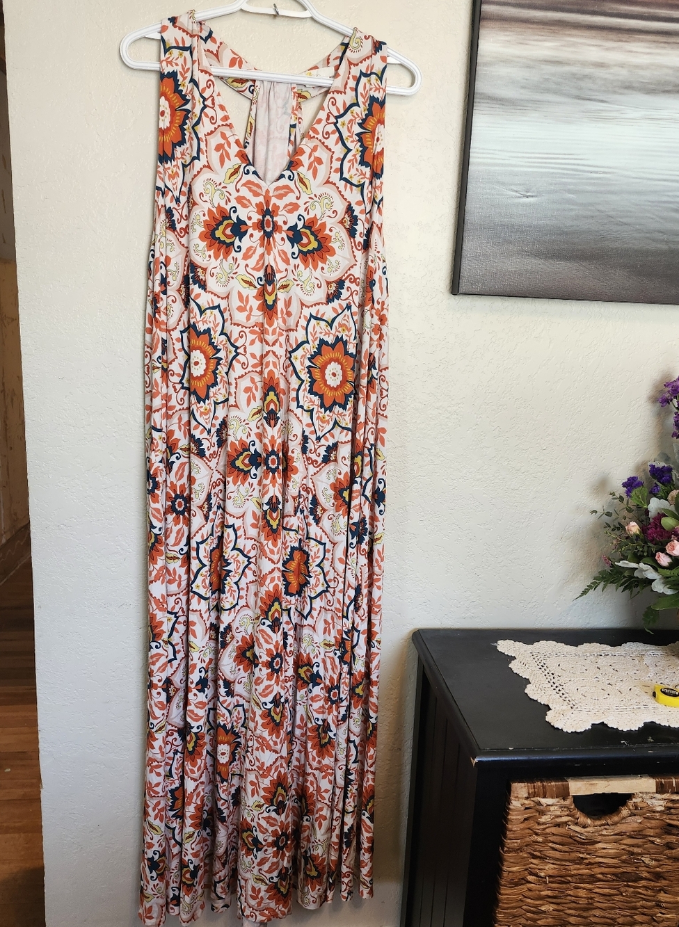 Boden US 20/22R Sleeveless Floral Maxi Dress V Neck Halter Dress